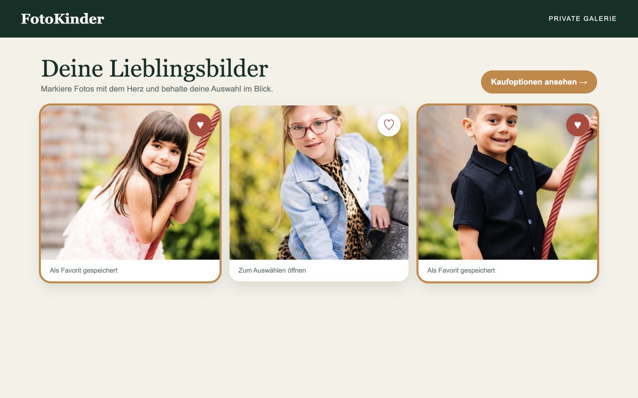 Private FotoKinder Galerie mit ausgewählten Lieblingsbildern